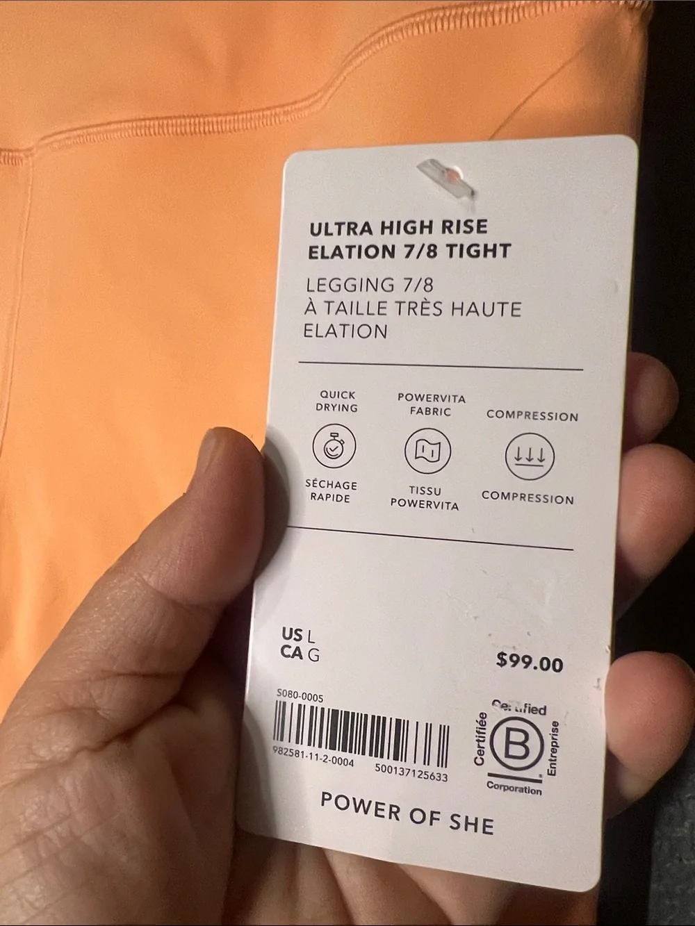 Athleta NWT Ultra High Rise Elation 7/8 Tight Orange Leggings – Large
